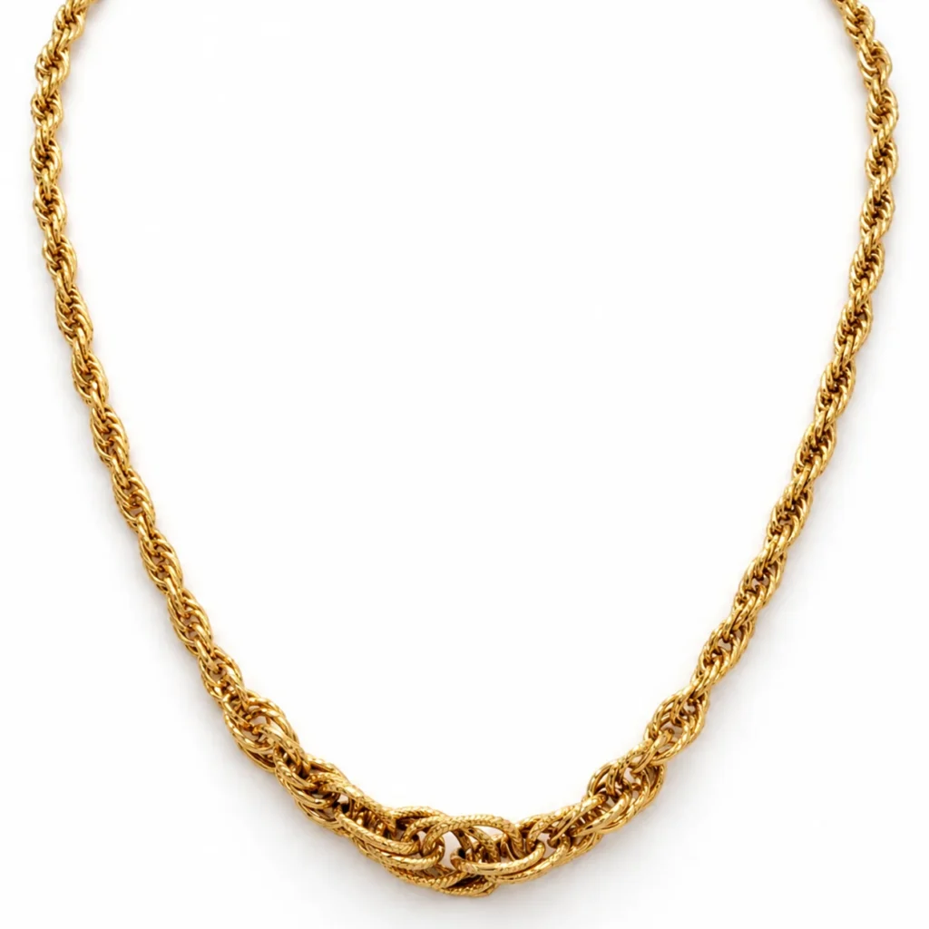 Collana oro giallo lucida lavorata catena, oro 18 kt