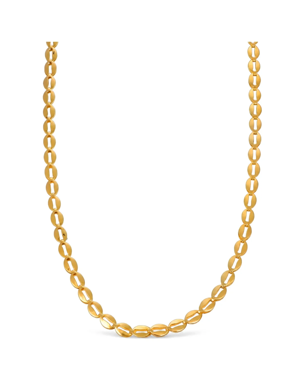 Collana oro giallo ovale lavorata, oro 18 kt, lunghezza 56,5 cm