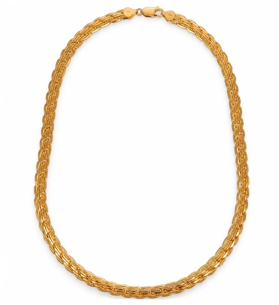 Collana oro giallo semirigida, oro 18 kt, lunghezza 45 cm