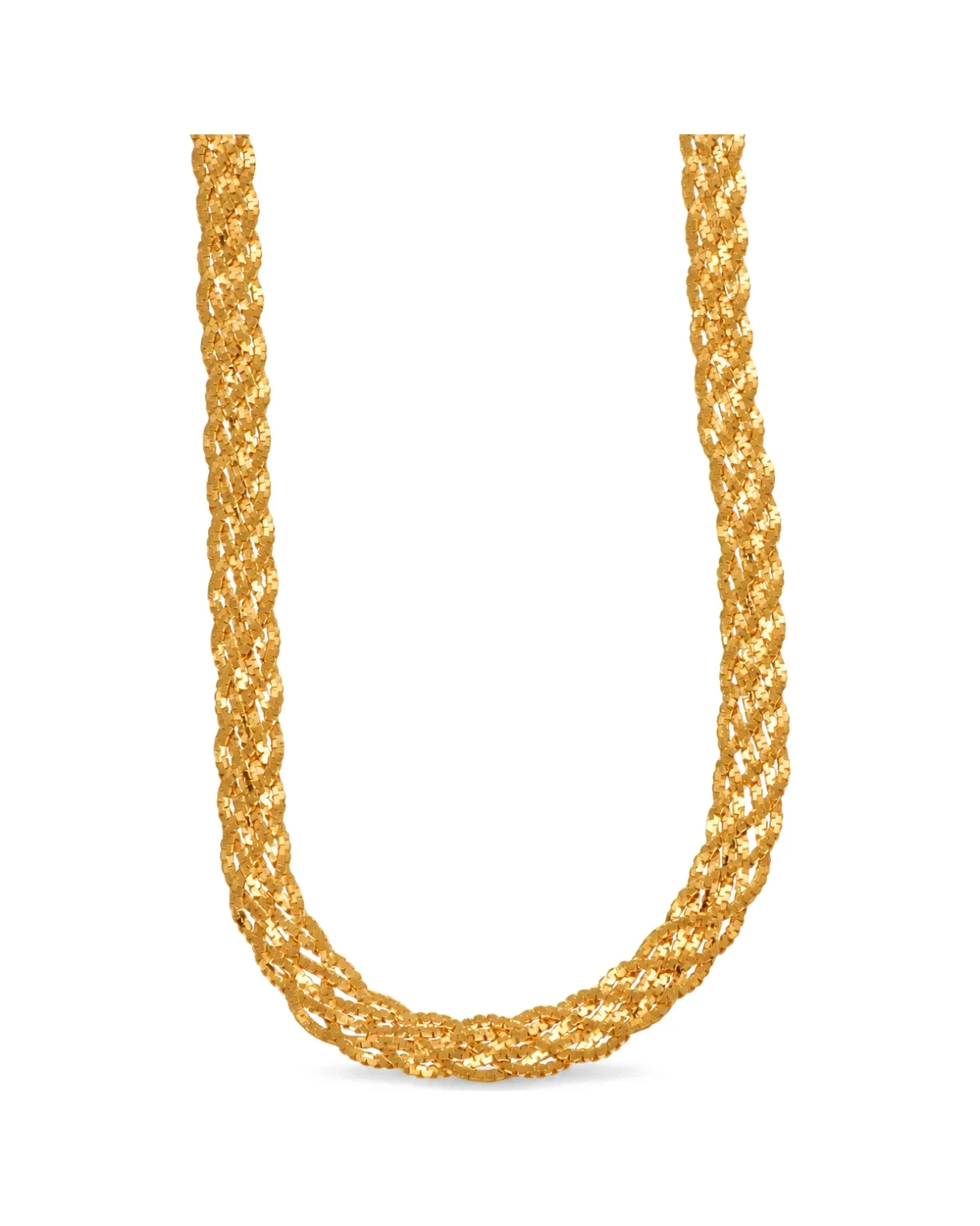 Collana oro giallo treccia piatta, oro 18 kt, lunghezza 40 cm