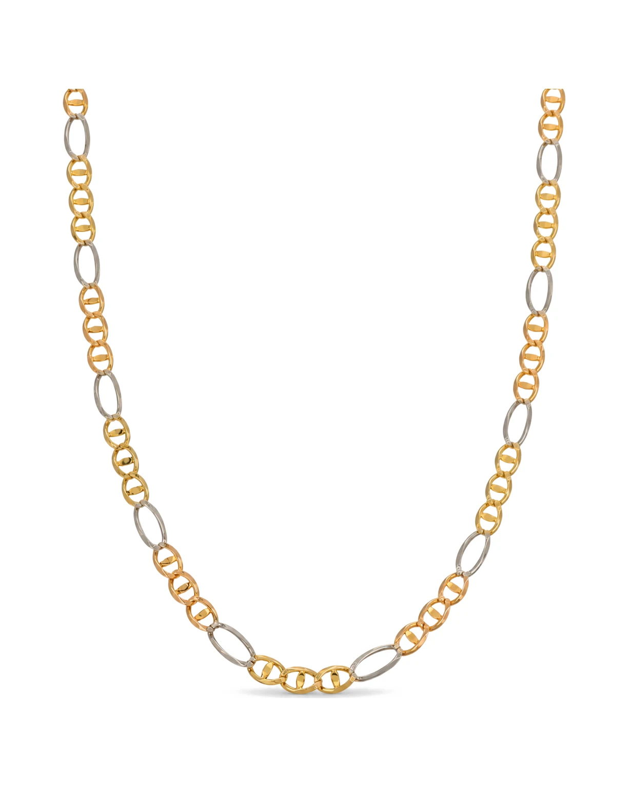 Collana tre ori, oro 18 kt, lunghezza 53,5 cm