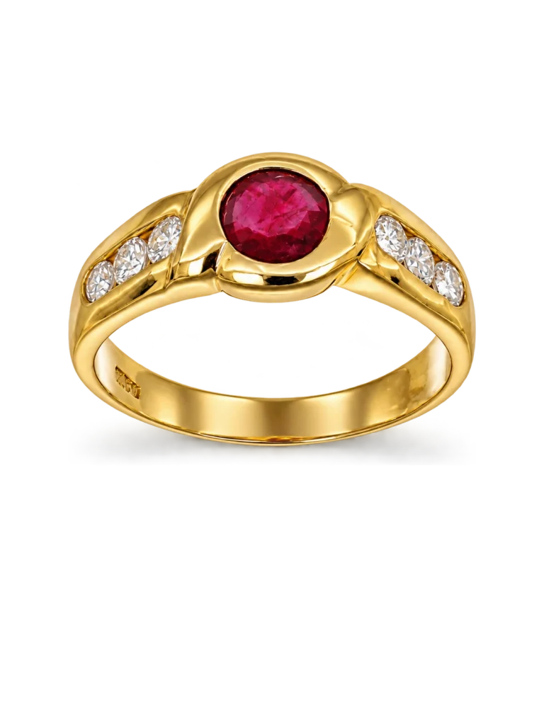 Anello da donna in oro con rubino e diamanti