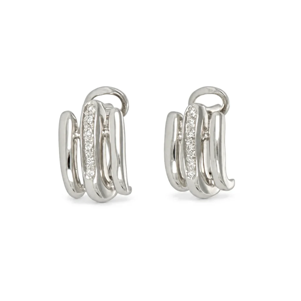 Orecchini oro bianco con zirc b, oro 18 kt