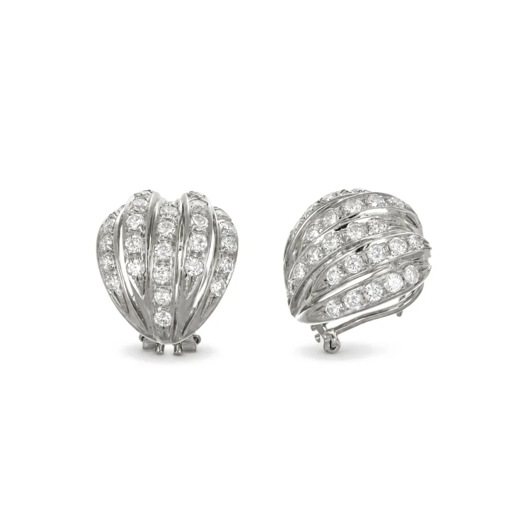 Orecchini oro bianco con zirconi, oro 18 kt