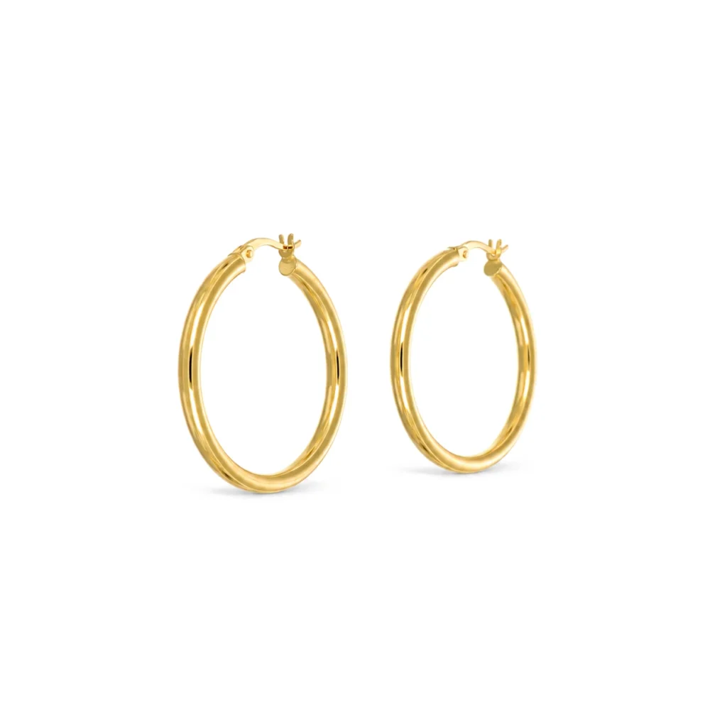 Orecchini oro giallo cerchi lisci, oro 18 kt
