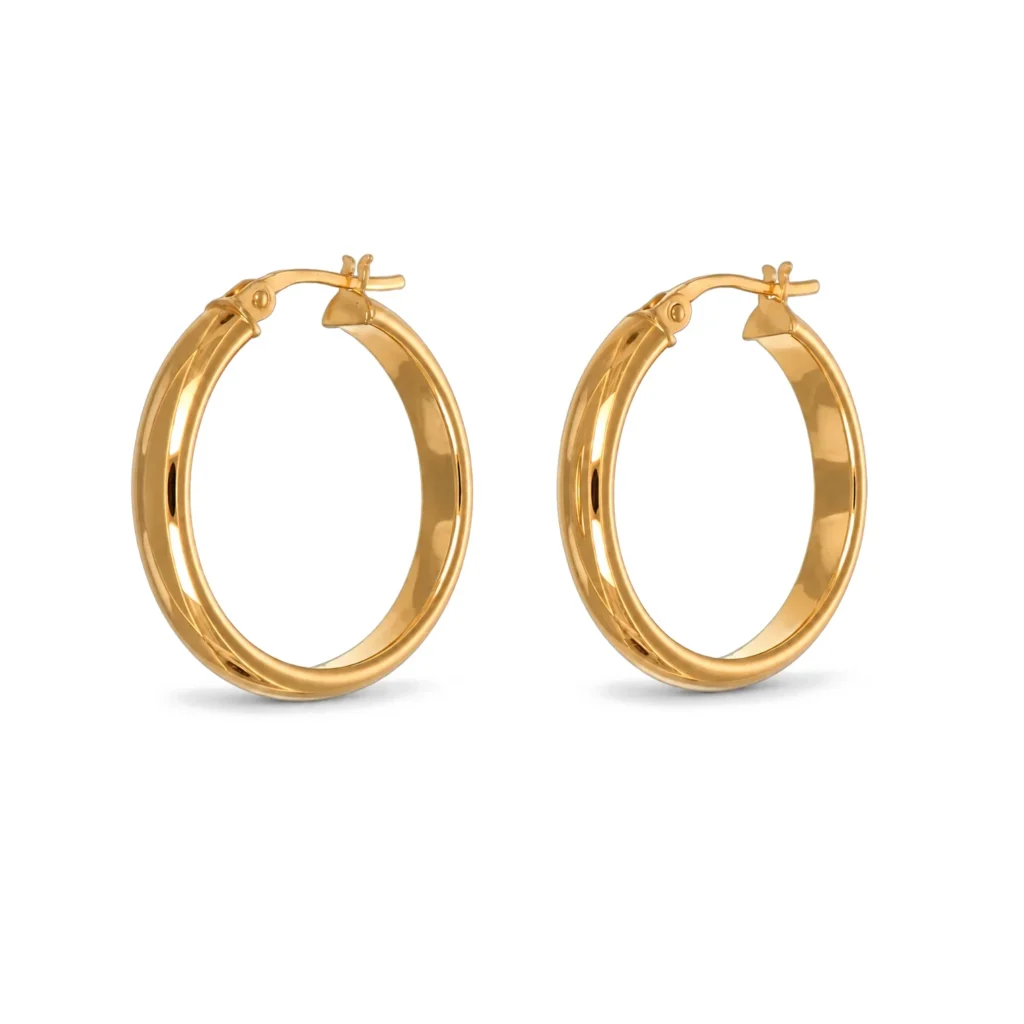 Orecchini oro giallo cerchi lisci, oro 18 kt