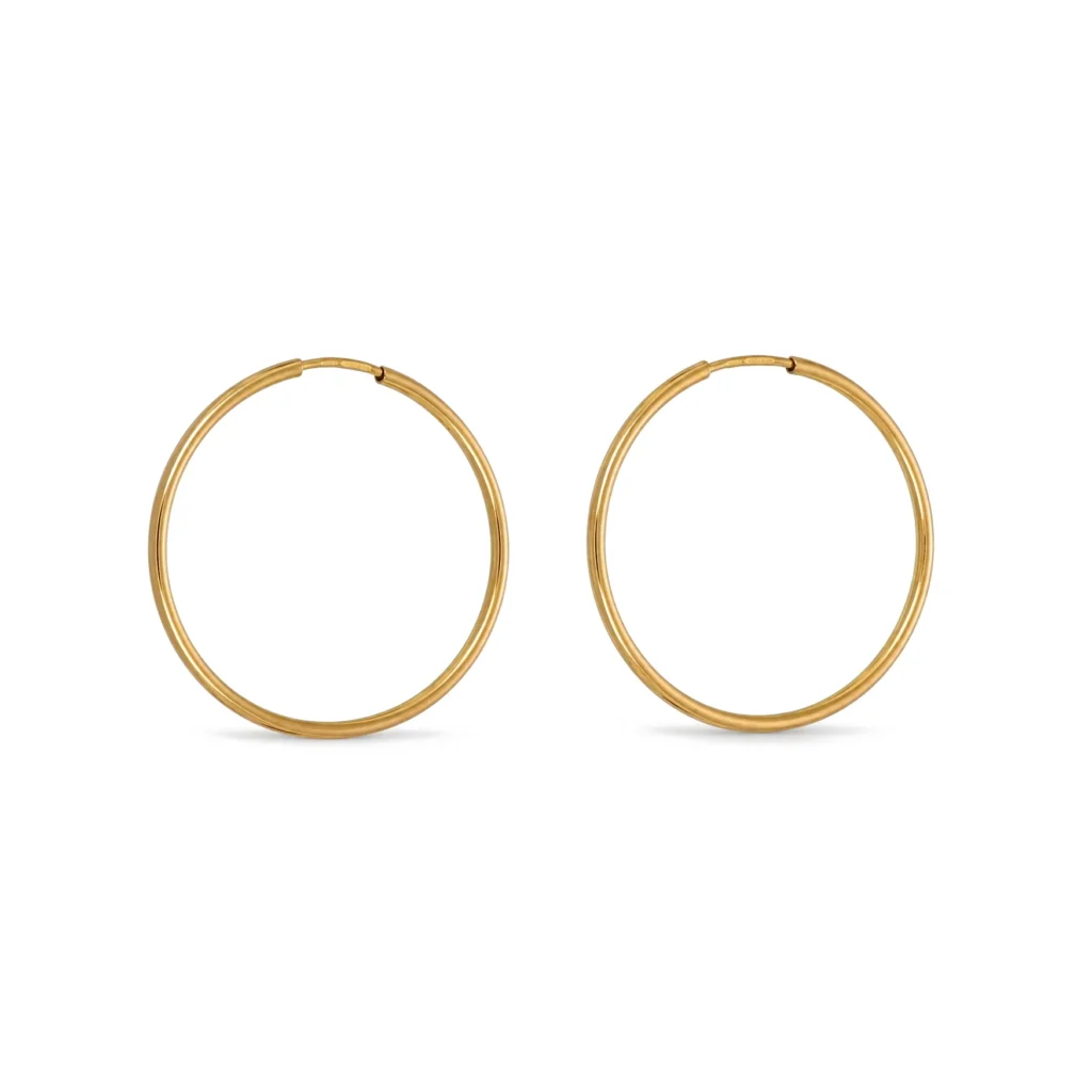 Orecchini oro giallo cerchi sottili, oro 18 kt