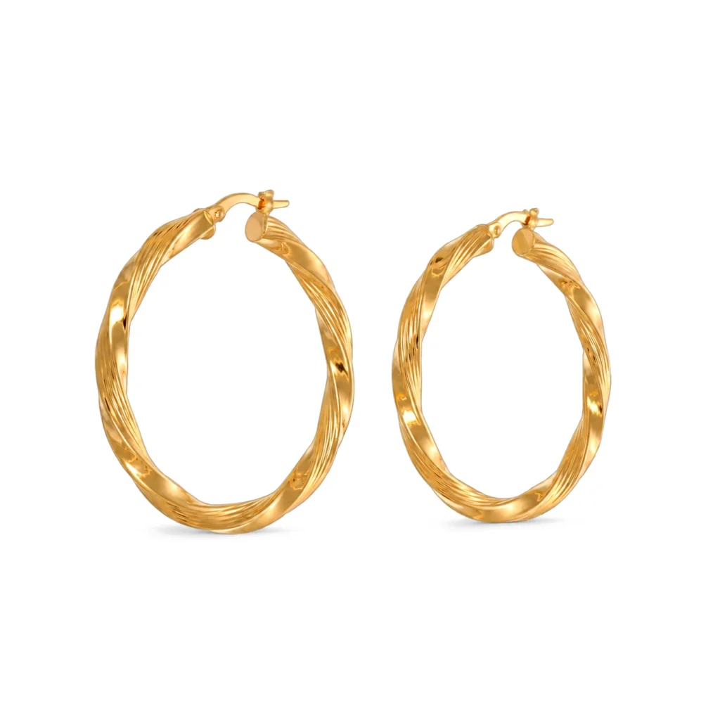 Orecchini oro giallo cerchi torcion, oro 18 kt