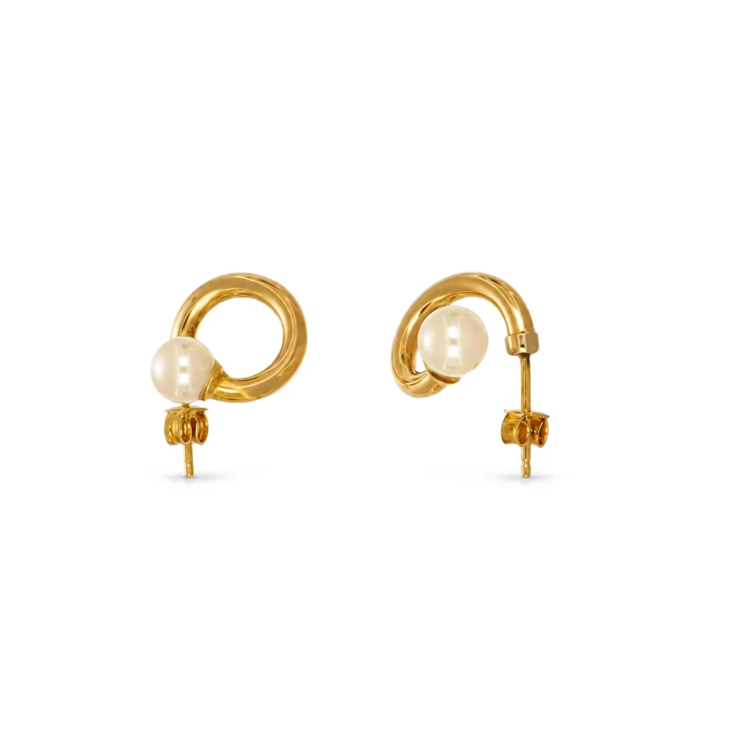 Orecchini oro giallo con perla, oro 18 kt