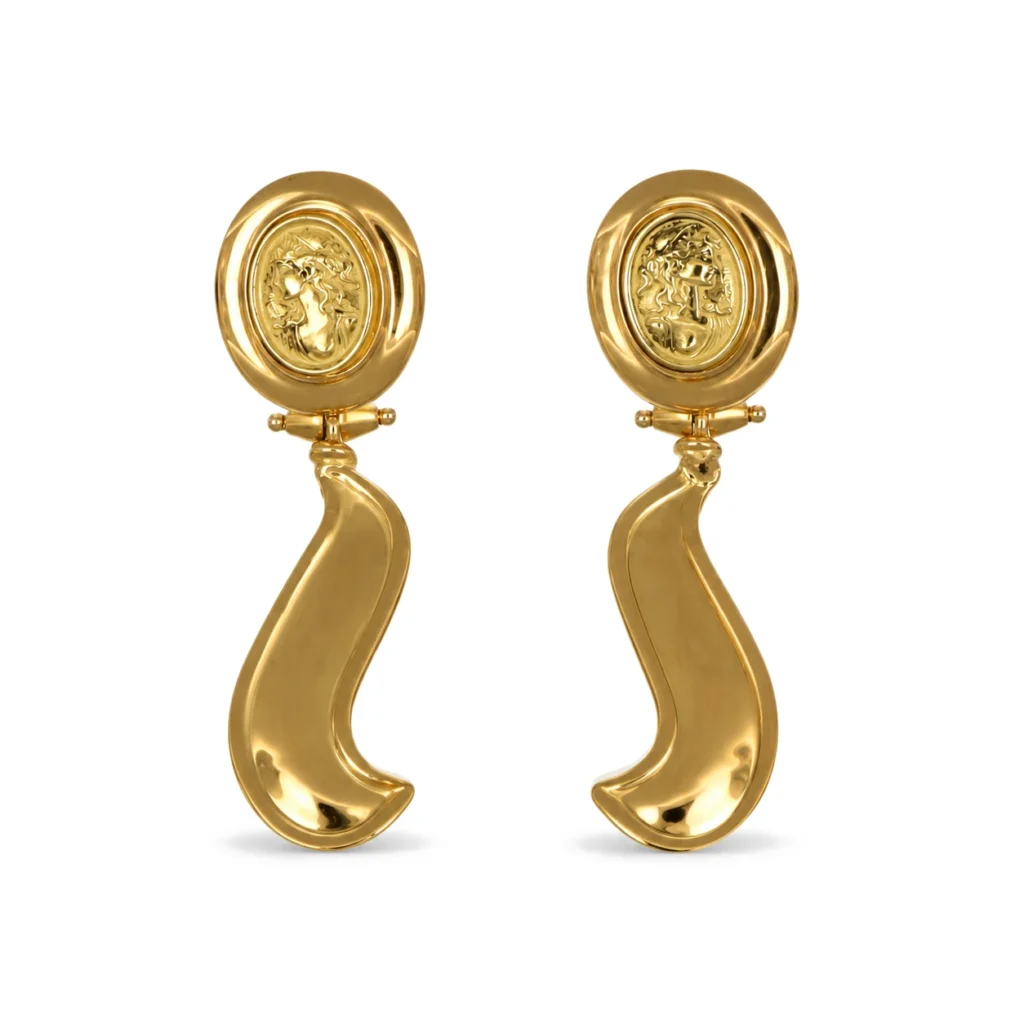 Orecchini oro giallo immagine donna, oro 18 kt
