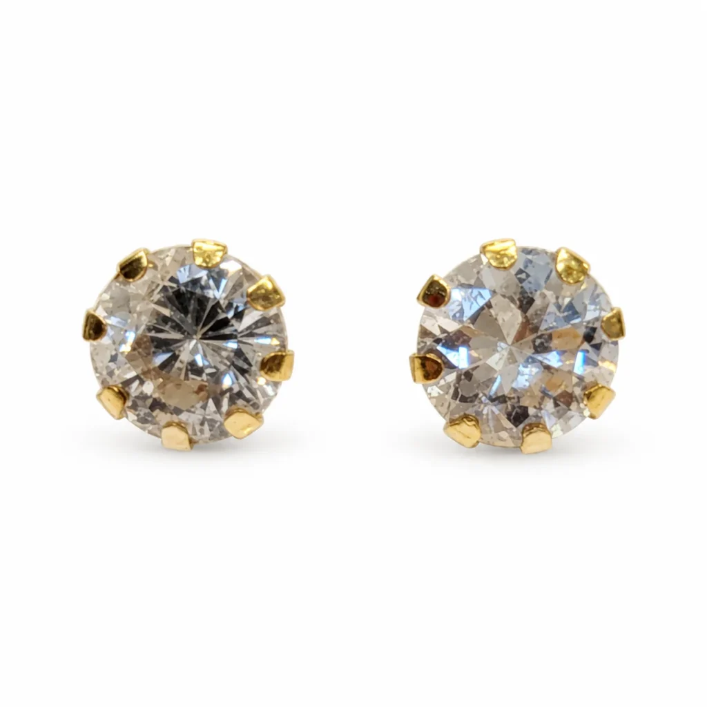 Orecchini oro giallo punto LUCE  con zircone bianco, oro 18 kt