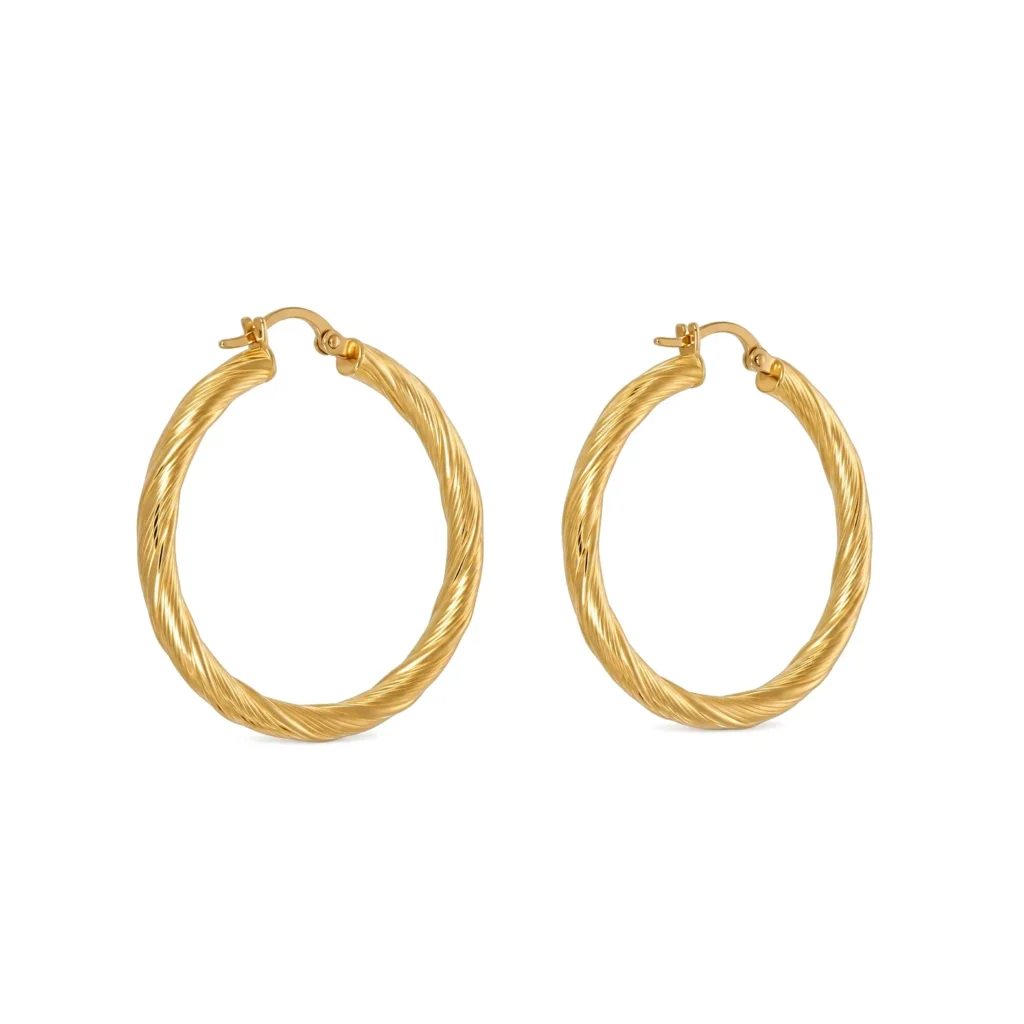 Orecchini oro giallo torcion, oro 18 kt