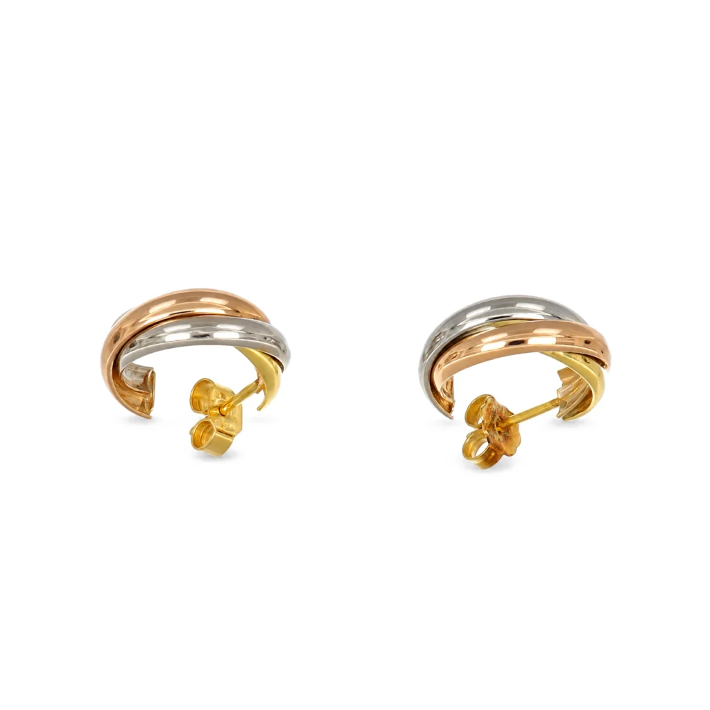 Orecchini tre ori semircerchi, oro 18 kt